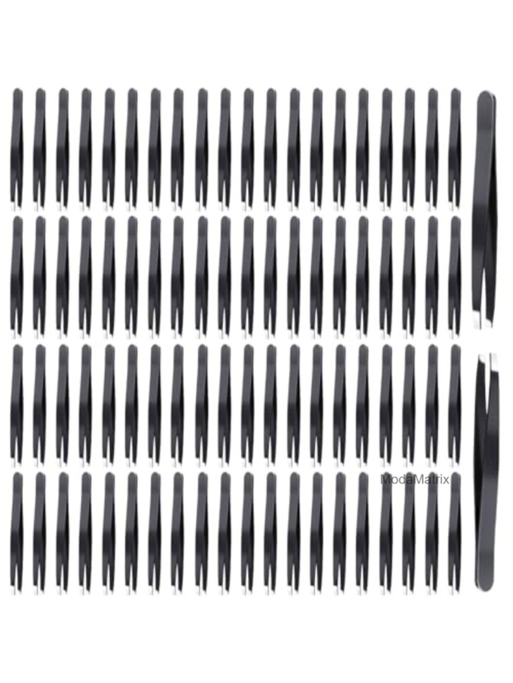 80Pc Slanted Tip Stainless Steel Tweezers Set for Eyelash Extensions & Hair
